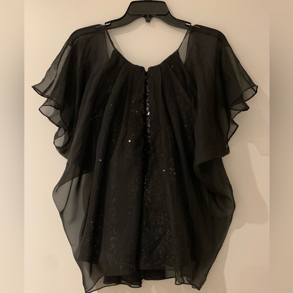 Fancy Black Mesh over Sequence Top - Picture 2 of 4